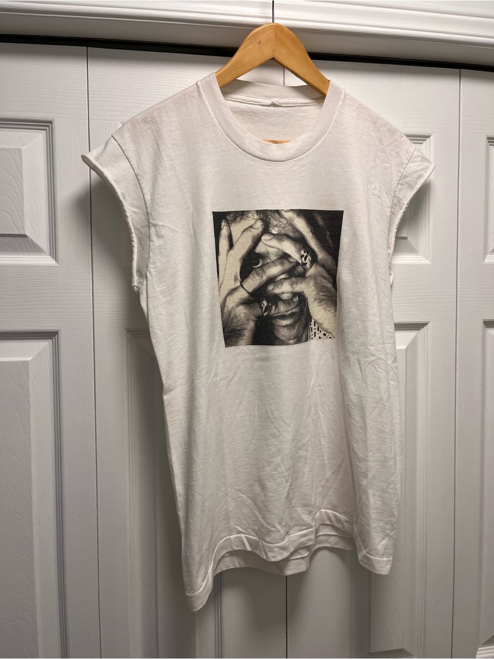 1990s Keith Richardβs Rolling Stones portrait cut off shirt